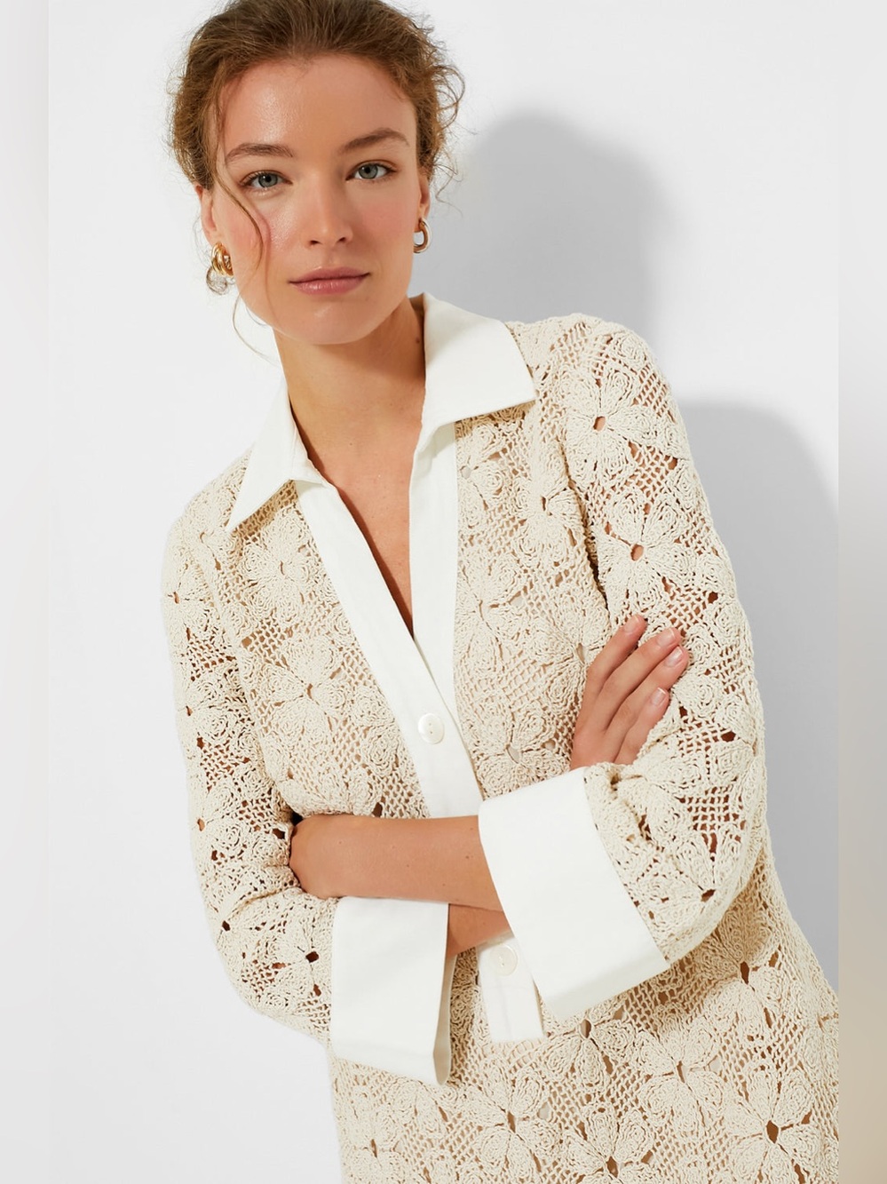 TUCKERNUCK Tan Crochet Collier Dress Small - Picture 9 of 9